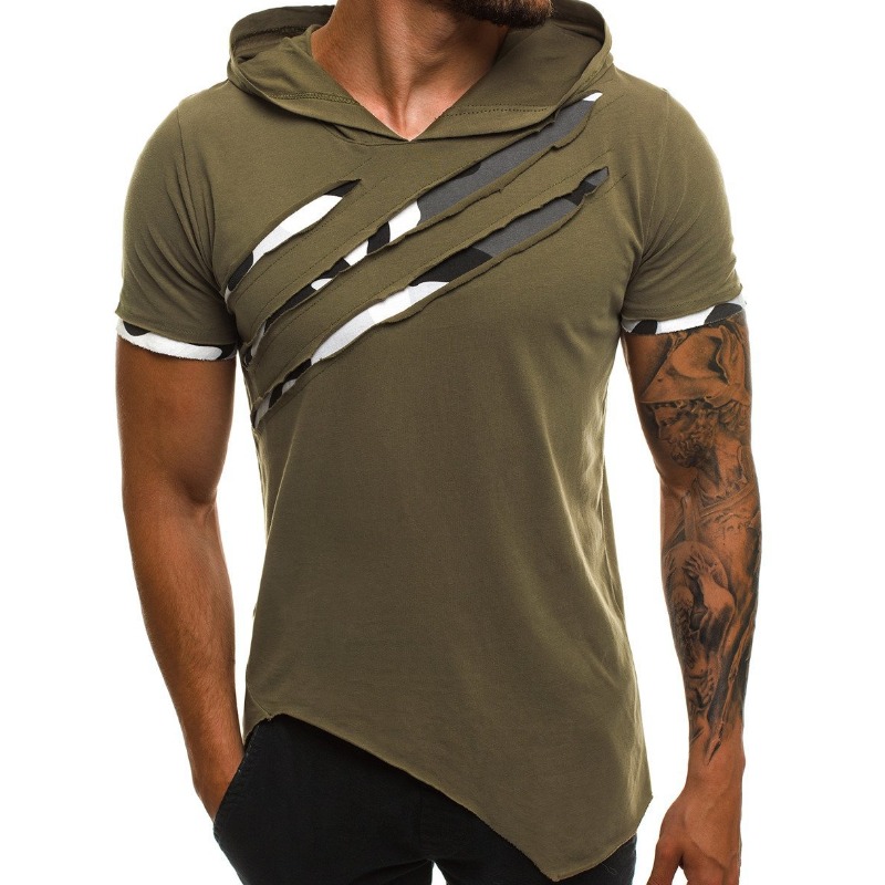 

Lovely Leisure Patchwork Army Green T-shirt