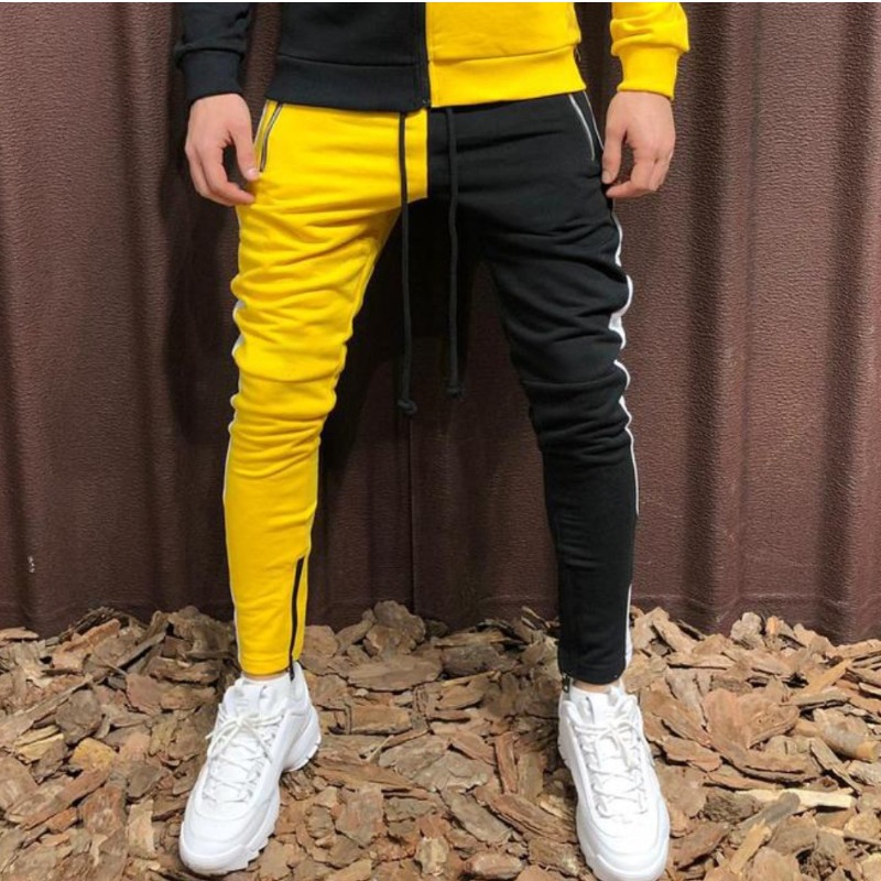 

Lovely Sportswear Patchwork Yellow Pants