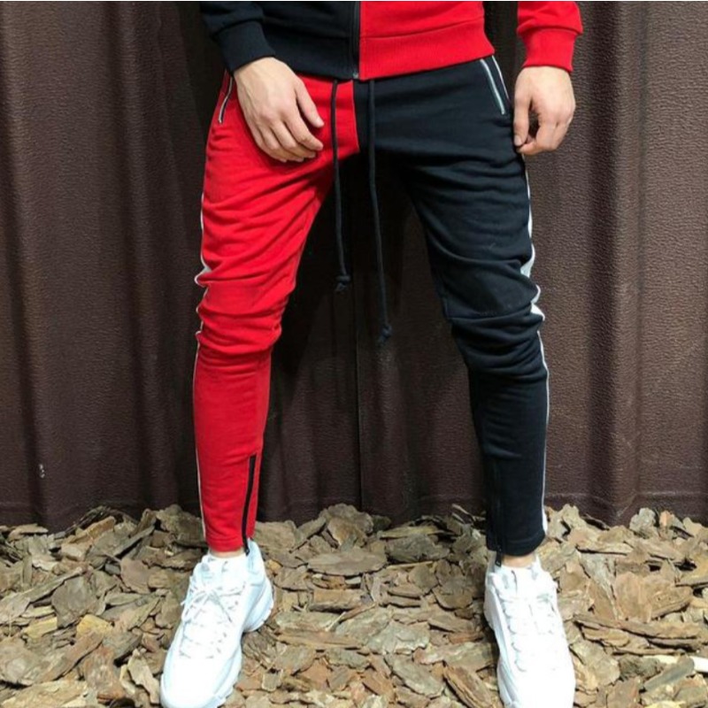

Lovely Sportswear Patchwork Red Pants