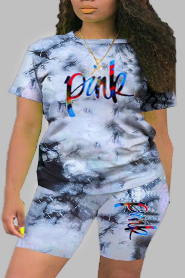 

LW Plus Size Tie-dye Shorts Set, White