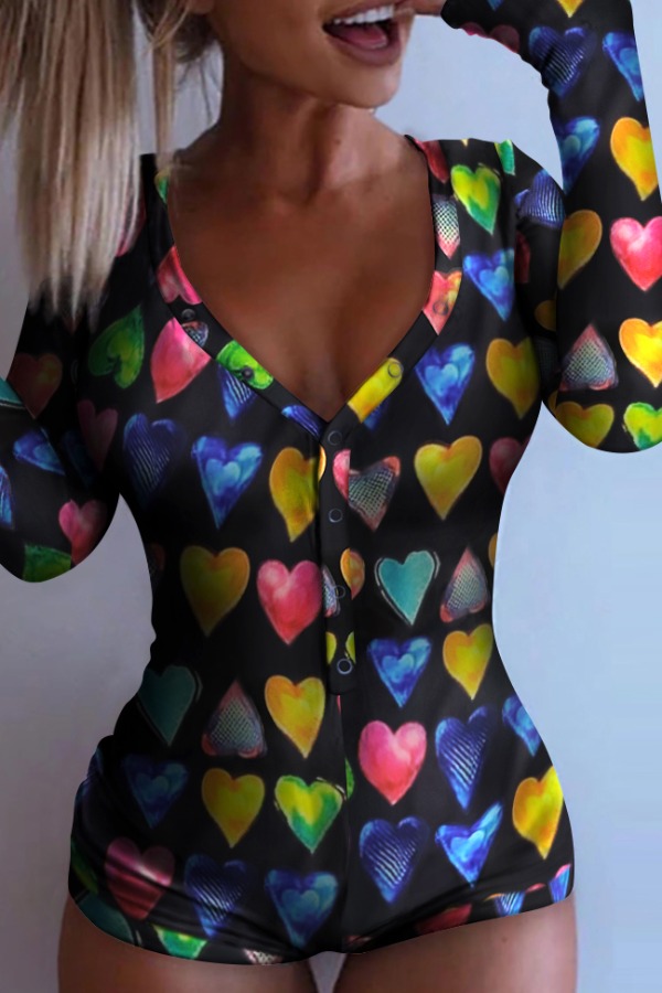

Lovely Trendy Heart Multicolor One-piece Romper, Multi