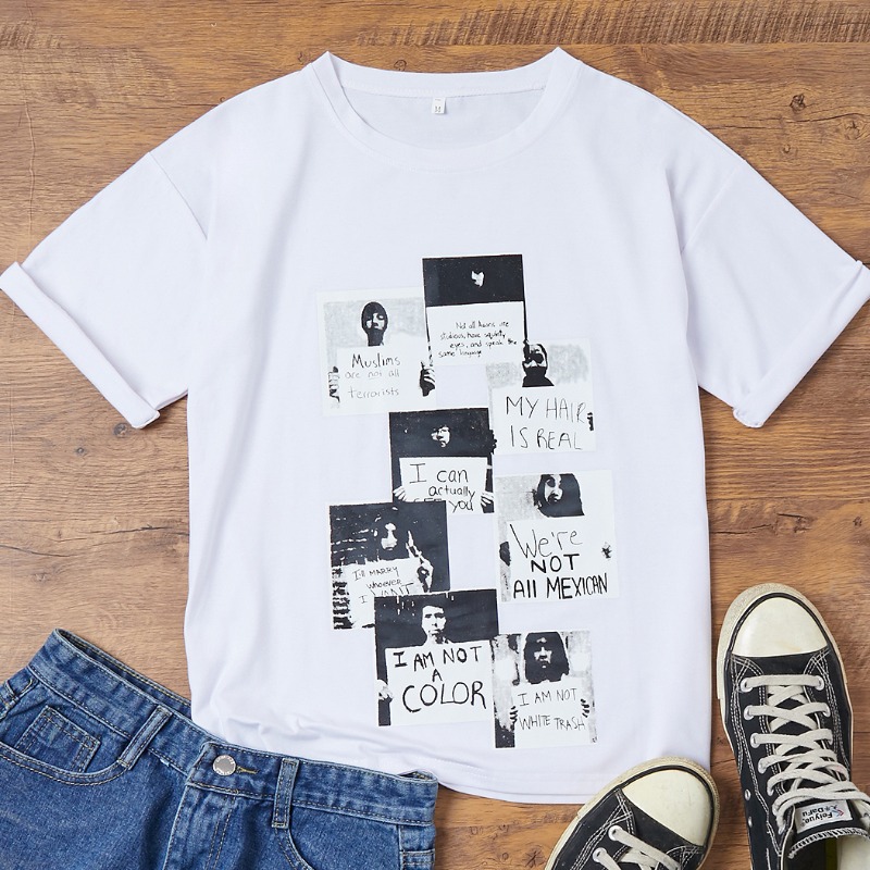 

Lovely Casual Letter Print White T-shirt