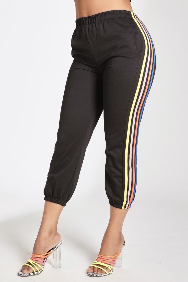 

Lovely Casual Patchwork Black Pants