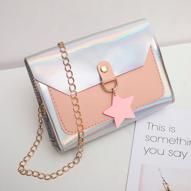 

Lovely Casual Chain Strap Pink Crossbody Bag
