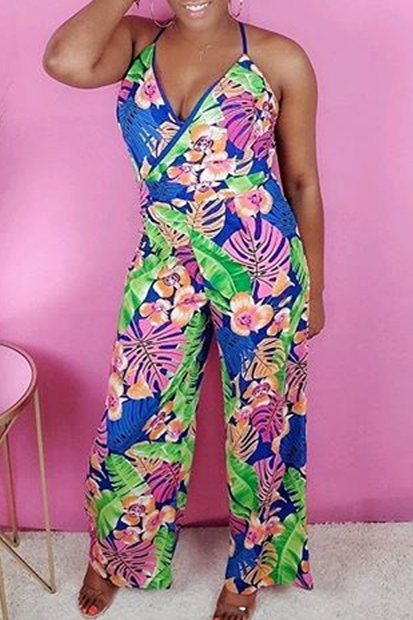 

Lovely Trendy Plants Print Multicolor One-piece Jumpsuit, Multi