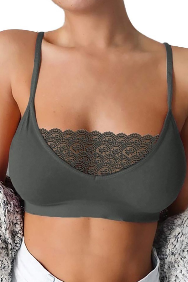 

Lovely Sexy Lace Hem Grey Bras