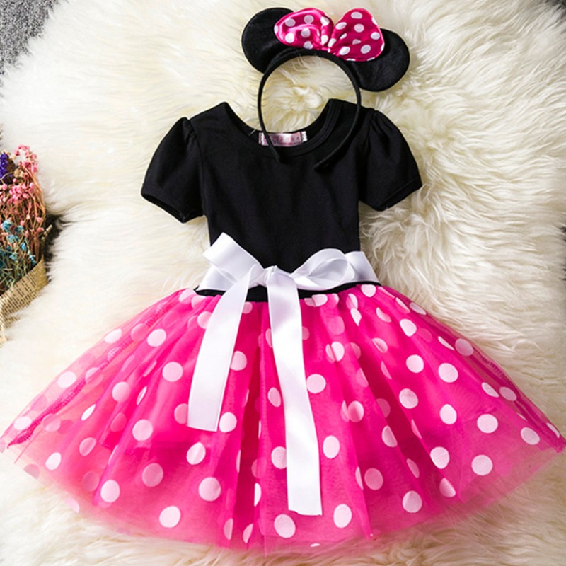 

Lovely Sweet Dot Print Rose Red Girl Mid Calf Dress