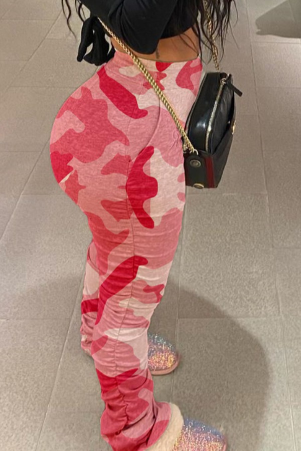 

Lovely Casual Print Red Pants