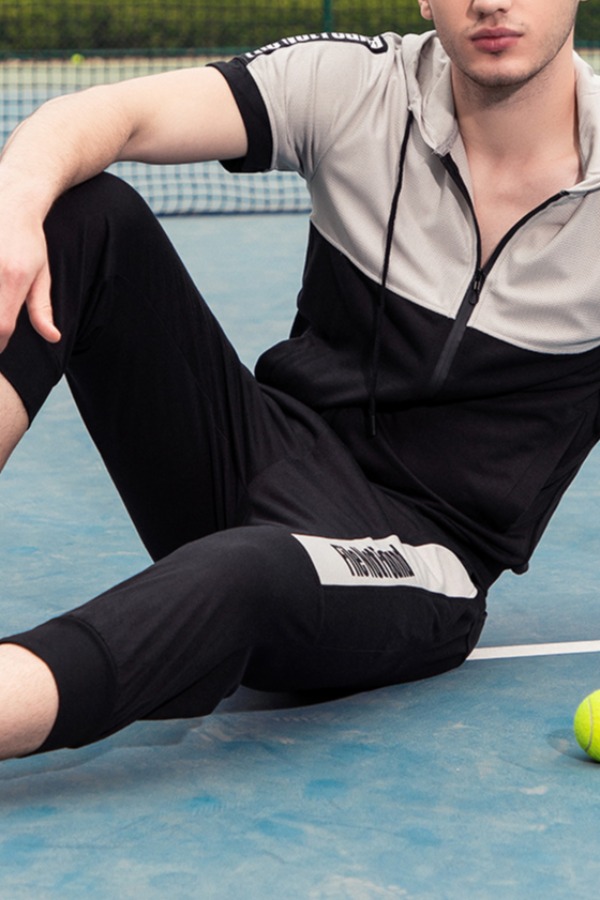 

Lovely Sportswear Patchwork Grey Two-piece Pants Set