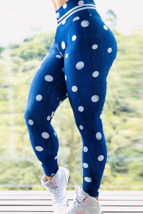 

Lovely Sportswear Dot Print Blue Pants