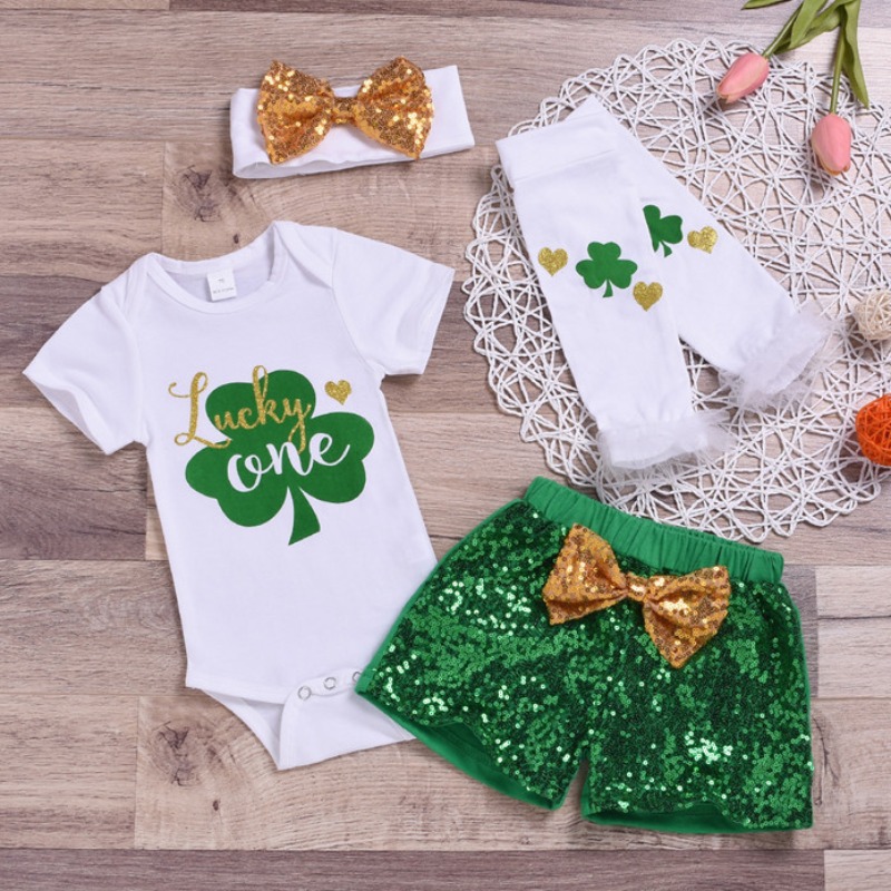 

Lovely Stylish Print Green Girl Two-piece Shorts Set