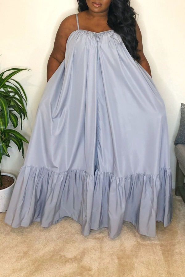 

Lovely Casual Loose Grey Maxi Dress