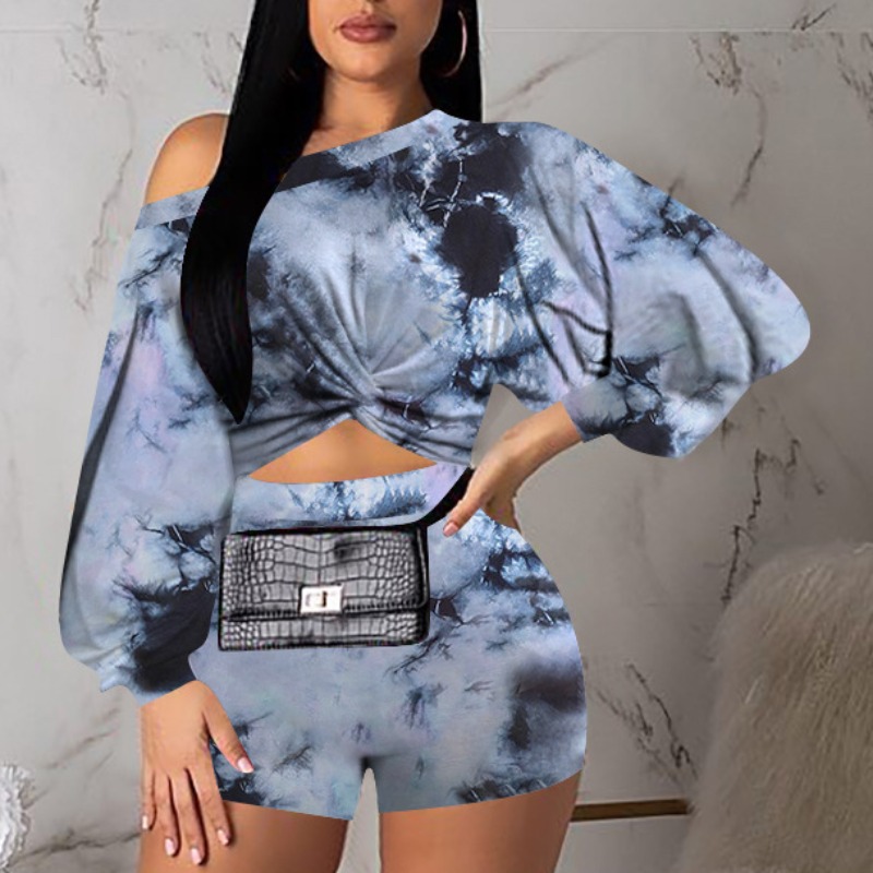 

Lovely Leisure Tie-dye Black Two-piece Shorts Set