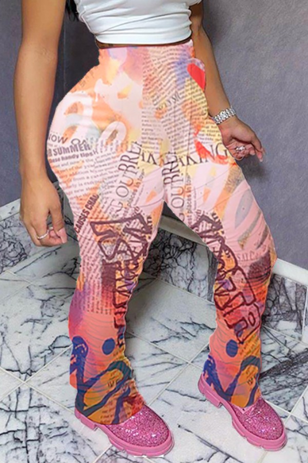 

Lovely Casual Letter Print Multicolor Pants, Multi