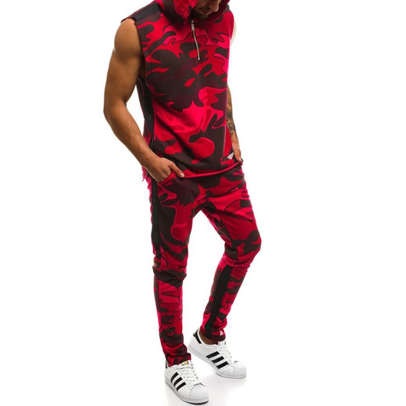 

Lovely Stylish Print Red Two-piece Pants Set