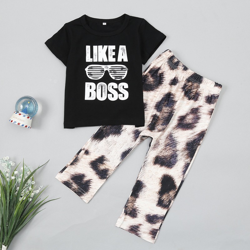 

Lovely Leisure Letter Print Black Girl Two-piece Pants Set