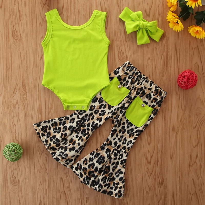 

Lovely Stylish Print Green Girl Two-piece Pants Set