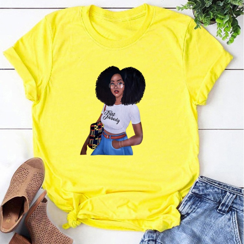 

Lovely Leisure O Neck Print Yellow T-shirt