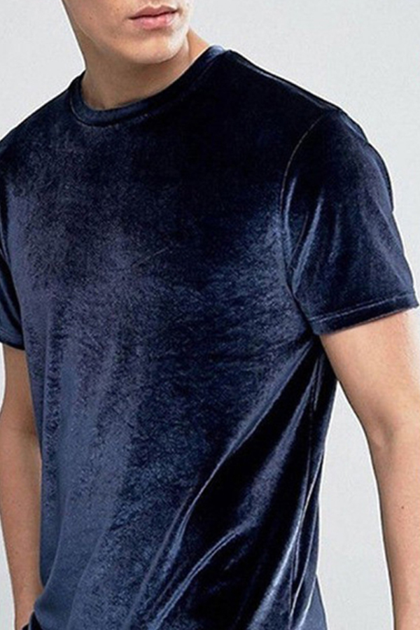 

Lovely Casual O Neck Basic Navy Blue Tshirt