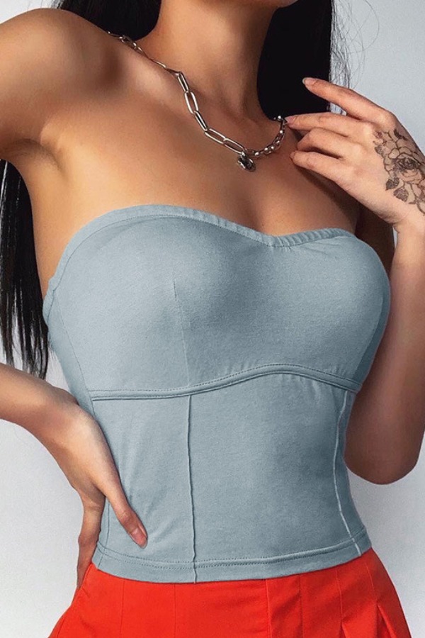 

Lovely Sexy Dew Shoulder Skinny Blue Camisole