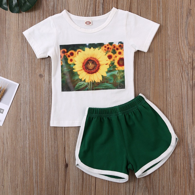 

Lovely Leisure Print White Girl Two-piece Shorts Set