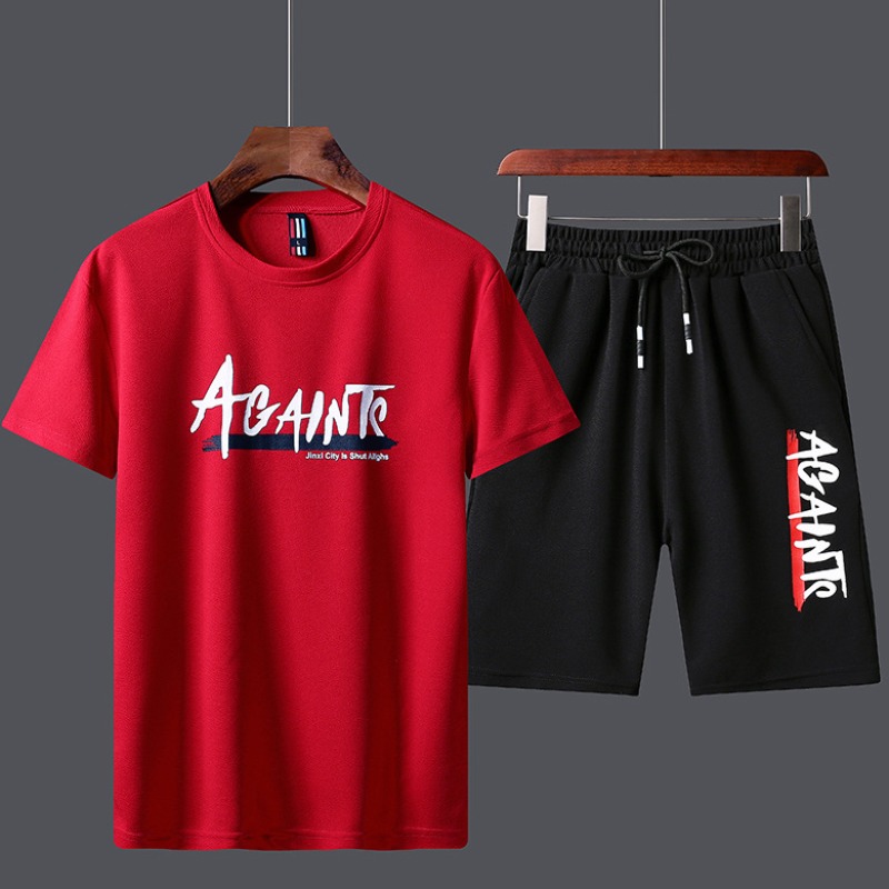 

Lovely Sportswear Letter Print Red Two-piece Shorts Set