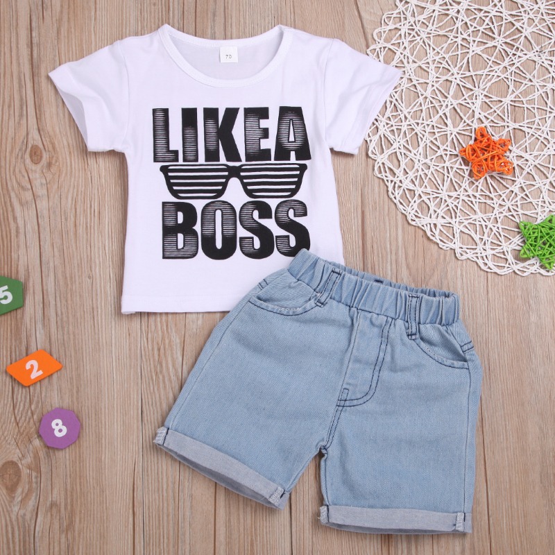 

Lovely Casual Letter Print White Boy Two-piece Shorts Set