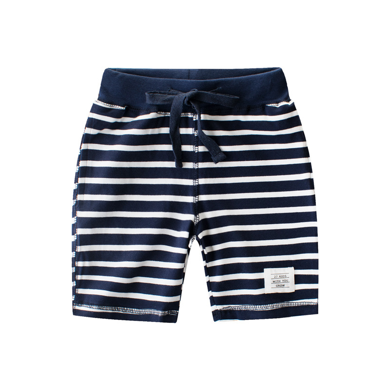 

Lovely Trendy Striped Print Blue Boy Shorts, Blue stripe