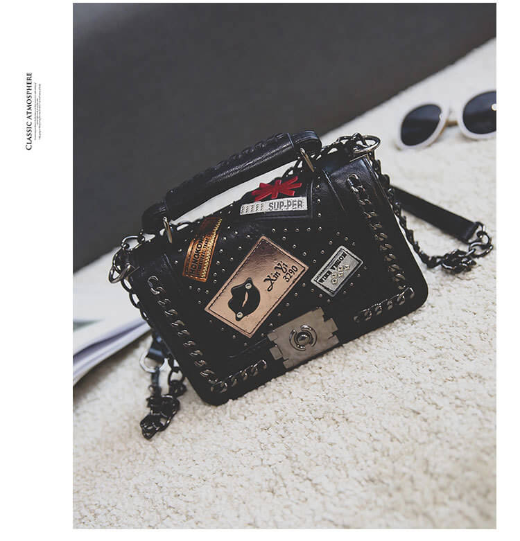 

LW Retro Chain Strap Black Crossbody Bags