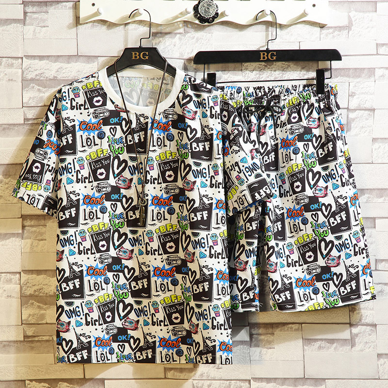 

Lovely Casual Letter Print Multicolor Two-piece Shorts Set, Multi