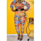 Lovely Stylish Print Multicolor Plus Size One-piec