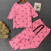 Lovely Leisure Print Pink Sleepwear