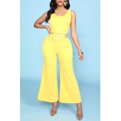 Lovely Trendy Basic Yellow One-piece Jumpsuit