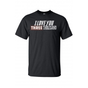 Lovely Leisure O Neck Letter Black T-shirt