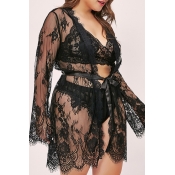 Lovely Sexy See-through Black Plus Size Gowns