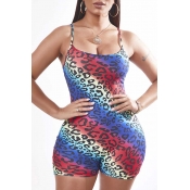 Lovely Sexy Print Multicolor One-piece Romper