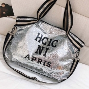 Lovely Casual Letter Silver Messenger Bag