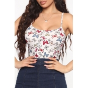 Lovely Trendy Butterfly Print Multicolor Camisole