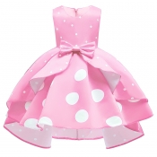 Lovely Sweet Dot Print Pink Girl Knee Length Dress