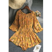 Lovely Bohemian Print Yellow One-piece Romper