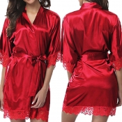 Lovely Sexy Lace Hem Red Sleepwear