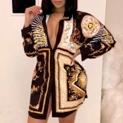 LW Casual Print Black Mini Dress