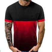LW COTTON Men Trendy Patchwork Black T-shirt