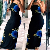 Lovely Trendy Print Black Maxi Dress