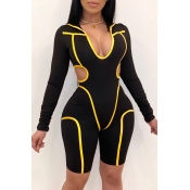 Lovely Stylish Hollow-out Yellow Plus Size One-pie