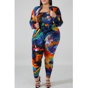 Lovely Casual Print Multicolor Plus Size Two-piece