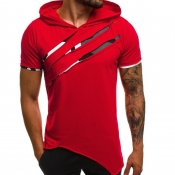 Men Lovely Leisure Patchwork Red T-shirt
