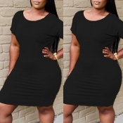 Lovely Casual Basic Black Knee Length Dress