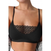 Lovely Sexy Lace Hem Black Bras