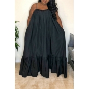 Lovely Casual Loose Black Maxi Dress